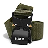 Dloisw Tactical belt, military walking nylon work belt, metal heavy quick release buckle outdoor men's belt (Small-for Waist 30"-36" Green (Length 45"))
