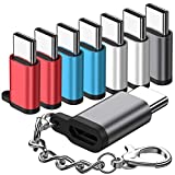 Micro USB to USB C Adapter,(8-Packs)Aluminum USB Type C Adapter Convert Connector with Keychain Charger Compatible Samsung Galaxy S10 S9 S8 Plus Note 9 8, LG V40 V35 G8 G7,Google Pixel 3 XL,Moto Z2 Z3