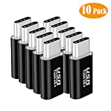 (Pack of 10) Type C Adapter, Micro USB to USB C Connector Convertor for Data Syncing and Charging,Universal for Type C Phones Pads and Other Type C Cable Supported Devices (USB C Adapter - Black)