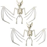 Halloween Animal Skeleton,Horrible Bat Skeleton Simulation Bat Model Vivid Bat Bone Movable Jaws for Halloween Decoration (2 Pack)