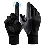 Running Gloves Touch Screen Winter Warm Glove - Windproof Water Resistant for Cycling Driving Phone Texting Outdoor Hiking Climbing in Cold Weather for Women and Men (Black-Gray,Small)