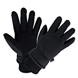 Ski Gloves Deerskin Leather Winter Thermal Glove Insulated Fleece for Snow Skiing Driving Cycling Hiking Runing Hand Warmer in Cold Weather for Men and Women Medium Black