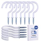 Ceiling Hooks Heavy Duty (Pack of 12) 2.9 inches Vinyl Coated Screw Hooks for Hanging Plants, Mugs, Wind Chimes, Utensils, Indoor/Outdoor Use - White…