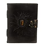Leather Sun and Moon Stone Tiger 8X6 Inch Leather Journal for Women Leather Journal for Men Leather Sketchbook Leather Blank book Unlined Deckle Edge Paper Leather Journal Notebook Diary (black)