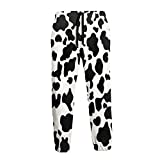 Cyloten Cow Print Sweatpants Men's Breathable Baggy Trousers Durable Jogging Pants Black