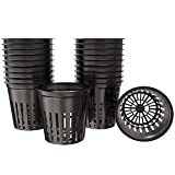 AQSXO 2 Inch Plastic Net Cups, Pots Plant Containers, for Hydroponics Aquaponics Orchids, 50 Pcs Black, with 20pcs Garden Tags.