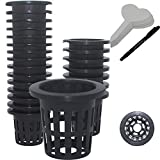 50 Pack 2 Inch Net Pots Garden Slotted Mesh Net Cups,Hydroponic Supplies and Accessories with 50 Pcs Plant Labels,2" Net Pot Wide Lip Heavy Duty Bucket Basket for Hydroponics Bucket Net Cup