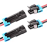 HUIQIAODS 2 Pin Way Car Waterproof Electrical Connector Plug with Wire AWG Marine Pack of 2