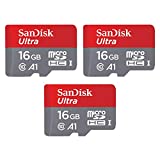 SanDisk 16GB 3-Pack Ultra microSDHC UHS-I Memory Card (3x16GB) - SDSQUAR-016G-GN6MM