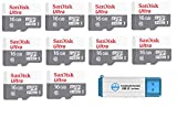 SanDisk Ultra SDSQUNS-016G-GN3MN 16GB (10 Pack) UHS-I Class 10 microSDHC Card Bundle with (1) Everything But Stromboli 3.0 SD/TF Micro Reader