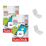 2 PACK - SanDisk Ultra 16GB MicroSDHC Memory Flash Card UHS-I Class 10 Micro SD SDHC Read Speed up to 48MB/s 320X SDSQUNB-016G-GN3MNA Wholesale Lot + ( 2 Cases )