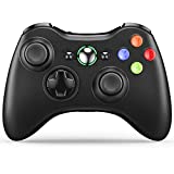 VOYEE Wireless Controller Compatible with Microsoft Xbox 360/Slim PC Windows 10/8/7, with Upgraded Joystick/Dual Shock (Black)