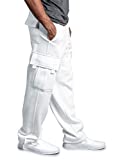 G-Style USA Men's Solid Fleece Heavyweight Cargo Pants FL77 - White - X-Large