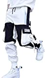 Men's Jogger Pants Punk Cargo Baggy Techwear Hip Hop Harem Pants Streetwear Tactical Track Pants White-21 Large