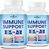 8 in 1 Immune Support Booster Supplement with Elderberry, Vitamin C and Zinc 50mg, Vitamin D 5000 IU, Turmeric Curcumin & Ginger, B6, Echinacea - 120 Count - 2 Pack