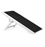 BIRDROCK HOME Adjustable Dog Ramp for Low Beds or Couches - Small Dogs or Cats Only - Decorative Wooden Folding Doggie Ramps - Paw Friendly Grip Carpet - White 16"