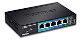 TRENDnet 5-Port Gigabit PoE+ Powered EdgeSmart Switch with PoE Pass Through, 18W PoE Budget, 10Gbps Switching Capacity, Managed Switch, Wall-Mountable, Lifetime Protection, Black, TPE-P521ES