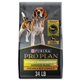 Purina Pro Plan Weight Management Dog Food, Shredded Blend Chicken & Rice Formula - 34 lb. Bag