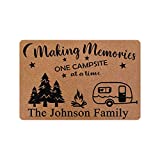 MyPhotoSwimsuits Personalized Camper Doormat 24" X 16" Indoor Outdoor with Making Memories One Campsite at A Time Welcome Door Mat Area Rug Decor Custom Camping