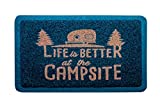 Camco Life Is Better at The Campsite Outdoor & Indoor Welcome Mat - Weather Doormat | Traps Dirt and Liquid | Spongey Comfortable Feel | Measures 26 ½ " x 15" - Blue (53201) - 53201-A