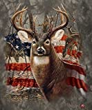 50" x 80" Blanket Comfort Warmth Soft Cozy Air Conditioning Easy Care Machine Wash Americana Flag Deer