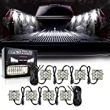 White LED Truck Pickup Bed Light Kit, 8 PCS 48 LEDs Rock Lighting Kits IP68 Waterproof LED Lighting Set with Switch for Car, Side Marker, Foot Wells, Rail Lights