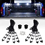 Nilight - TR-08 8PCS 24LED Rock Light for Cargo Truck Pickup Bed Off Road Under Car Side Marker LED Rock Lighting Kit w/Switch White, 2 Years Warranty