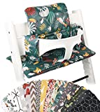 Ukje Cushion Compatible with Stokke Tripp Trapp - Soft Seat Cushion for Infants, Babies & Toddlers, High Chair Accessories, Cotton Fabric Insert, Easy to Install, Handmade in Europe (Green Monkey)