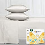 California Design Den 400-Thread-Count 100% Pure Cotton Sheets - 4-Piece Ivory Color King Sheet Set, Bed Sheets Breathable Sateen Weave Flat Sheets Fits Mattress 16'' Deep Pocket