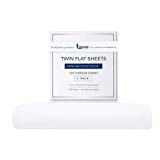 Linteum Textile Supply White Bed Sheets – Soft and Comfortable Twin Size Flat Percale Sheets 180 Thread Count Top Sheets for Home, Hospitals, Spas & Rental Properties (1 Piece, 66x104 Inches)