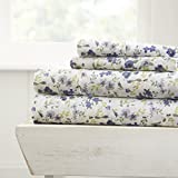 Linen Market 4 Piece Patterned Sheet Set, Queen, Blossoms Light Blue