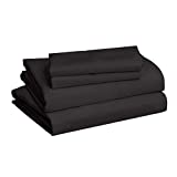 Amazon Basics Lightweight Super Soft Easy Care Microfiber Bed Sheet Set with 14" Deep Pockets - Queen, Black
