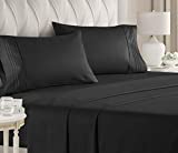 Queen Size Sheet Set - 4 Piece Set - Hotel Luxury Bed Sheets - Extra Soft - Deep Pockets - Easy Fit - Breathable & Cooling Sheets - Wrinkle Free - Comfy - Black Bed Sheets - Queens Sheets – 4 PC