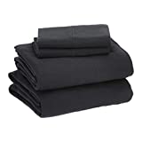 Amazon Basics Cotton Jersey Bed Sheet Set - Queen, Black