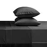 SONORO KATE Bed Sheet Set Super Soft Microfiber 1800 Thread Count Luxury Egyptian Sheets 18-Inch Deep Pocket Wrinkle-4 Piece(Queen Black)