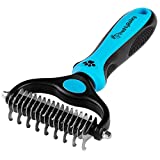 Freshly Bailey Dog and Cat Dematting and Deshedding Brush Tool - Double Sided Undercoat Rake - Shedding Comb - Mat Remover and Deshedder - Safe Dog Detangler and Cat Brush for Matted Hair/Fur