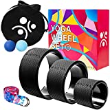 INOTKA Yoga Wheel Set for Back Pain Relief and Stretching, Yoga Back Wheel Roller 3 Pack Bundle for Improving Backbends, Flexibility and Poses with Yoga Accessories for Massaging