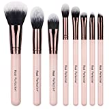 Real Perfection 8pcs Makeup Brushes, Pink Makeup Brush Set Powder Foundation Contour Blending Eyeshadow Brow Make-Up Brush Kit