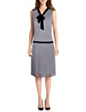 VIJIV Womens 1920s Inspired Flapper Dress V Neck Bowknot Roaring 20s Fashion Great Gatsby Dress Downton Abbey Grey X-Large