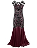 PrettyGuide Women 's 1920s Black Sequin Gatsby Maxi Long Evening Prom Dress, Burgundy - 10/12