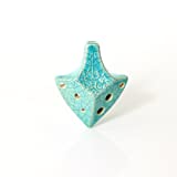 6 Hole Spearhead Ocarina– Pendant - Soprano C – Ceramic- Jade Crackle-Focalink -Perfect Travel Companion - Easy to Play – Free Tutorial & Songbook Included, Free Adjustable Beaded Necklace