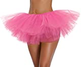 Women's, Teen, Adult Classic Elastic 3, 4, 5 Layered Tulle Tutu Skirt (One Size, DarkPink 5Layer)