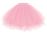 Gardenwed Pink Tutu Skirt for Women Vintage Tulle Ballet Bubble Dance Party Halloween Costume Adult Skirts Pink L