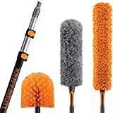 20 Foot High Reach Duster Kit with 5-12 ft Extension Pole // High Ceiling Duster Cleaning Kit with Telescopic Pole // Cobweb Duster // Feather Duster and Ceiling Fan Duster // The Ultimate Dusting Kit