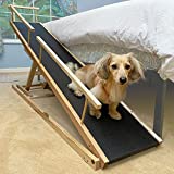 DoggoRamps Dog Ramp for Beds - Solid Hardwood - Adjustable up to 37" High Beds with Low Incline, Safety Rails & Anti-Slip Grip, for Small Dogs up to 50lbs - Made in North America