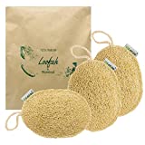 100% Natural Loofah Exfoliating Sponge (3 Pack) - Loofah Body Scrubber - Loofah Sponge - Organic Loofah - Exfoliating Body Sponge - Biodegradable Loofah - Bath Luffa Sponges - Exfoliating Loofah Pad