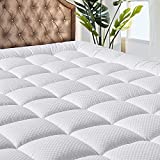 MATBEBY Bedding Quilted Fitted California King Mattress Pad Cooling Breathable Fluffy Soft Mattress Pad Stretches up to 21 Inch Deep, California King Size, White, Mattress Topper Mattress Protector