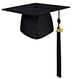 GraduatePro Matte Graduation Cap with 2021 Tassel for Adults High School and Bachelor Master Black