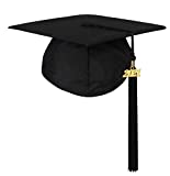 Newrara Graduation Unisex Matte Adult Graduation Cap with Tassel (Black)