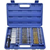 NEIKO 00325A Wire Brush Attachment for Drill Set | 38 Piece | 1/4" Hex Shank | SAE/MM | Stainless Steel, Brass, Nylon | Mount on Power Drill or Die Grinder